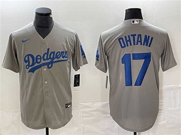 Men%27s Los Angeles Dodgers #17 Shohei Ohtani Gray Cool Base Stitched Jersey->los angeles dodgers->MLB Jersey